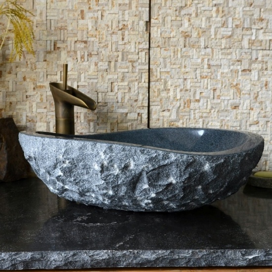 bassin rond fait main en granit g654