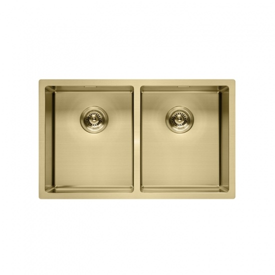 évier de cuisine double vasque doré