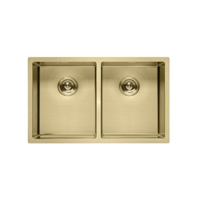 évier de cuisine double vasque doré