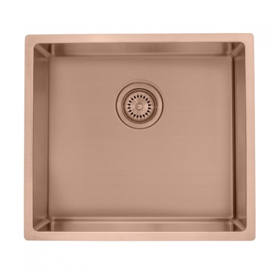 évier encastré simple vasque en or rose