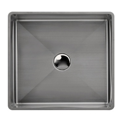 évier carré noir, montage supérieur en acier inoxydable