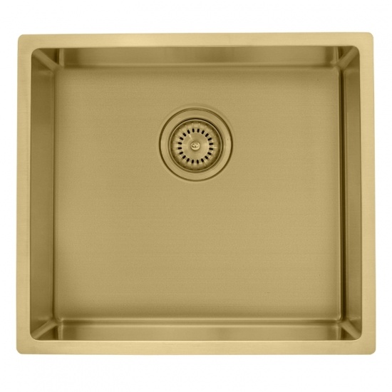 seul bol évier doré sous le comptoir