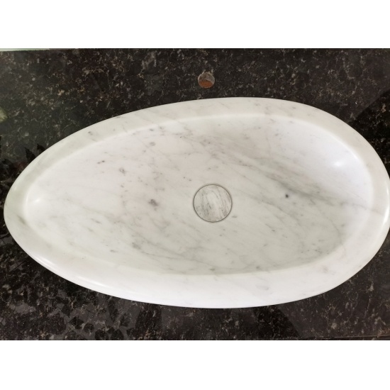 évier de navire en pierre naturelle, cuvette de lavabo en marbre blanc de luxe en kala