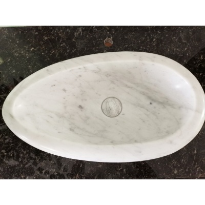 évier de navire en pierre naturelle, cuvette de lavabo en marbre blanc de luxe en kala